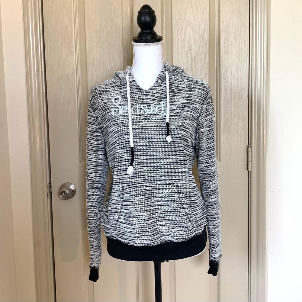 Black and white striped Seaside hoodie size medium